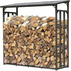 XXL brandhoutrek houthouder met afdekkap voor open haard buiten achtertuin